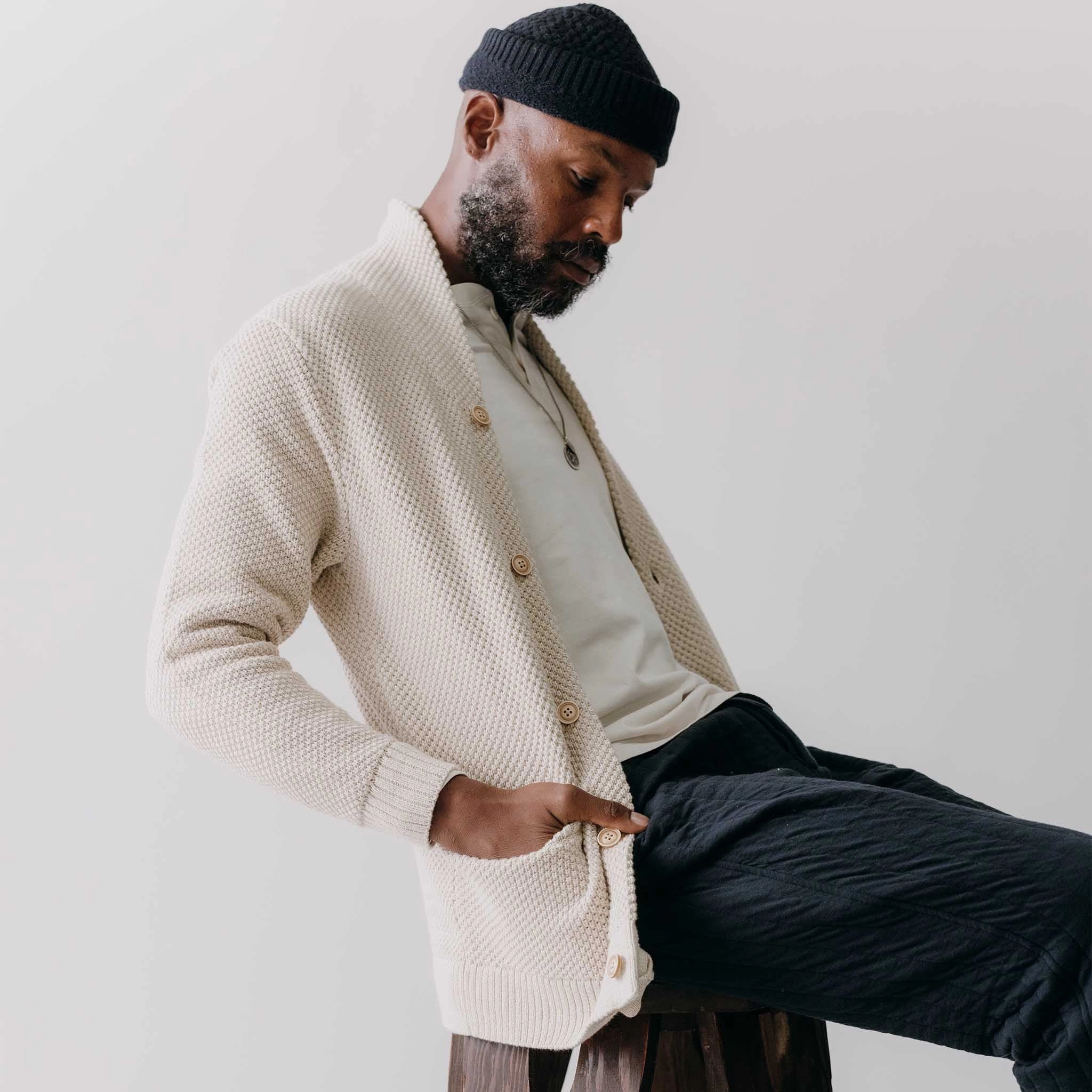 Comfy Layering The Crawford Sweater in Marled Natural