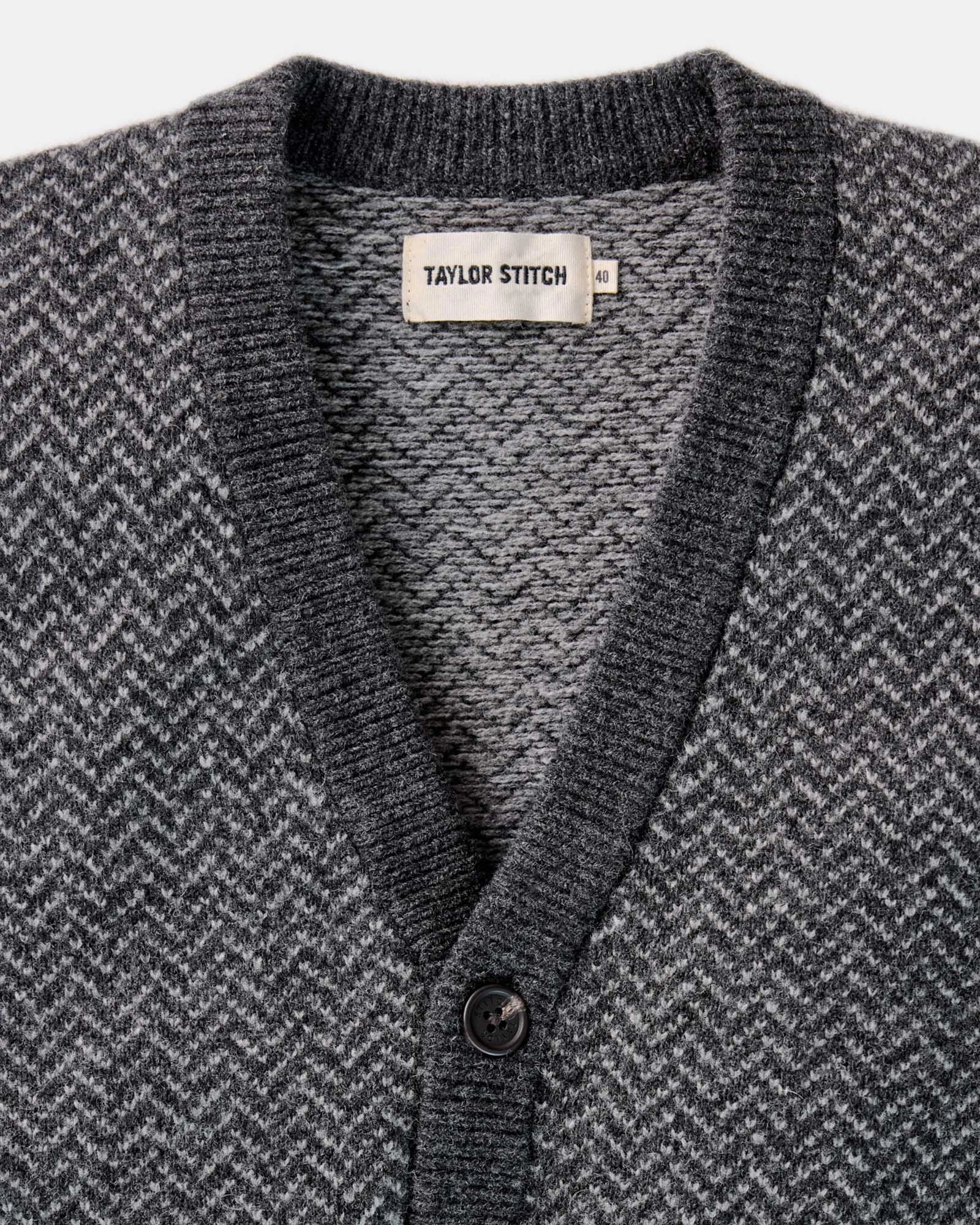 Chilly Day Knitwear The Eddy Cardigan in Heather Charcoal Herringbone