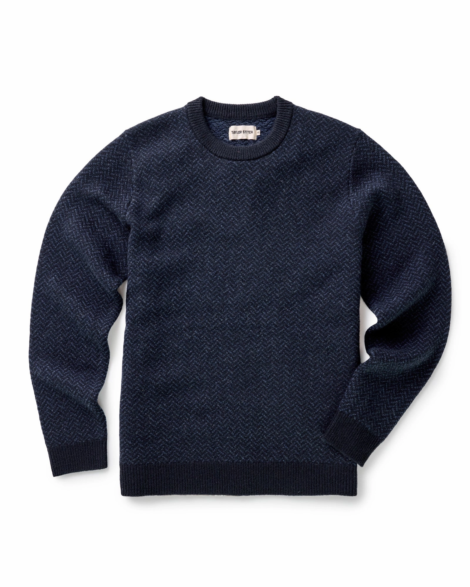 The Eddy Crew in Heather Marine Herringbone Perfect Warmth
