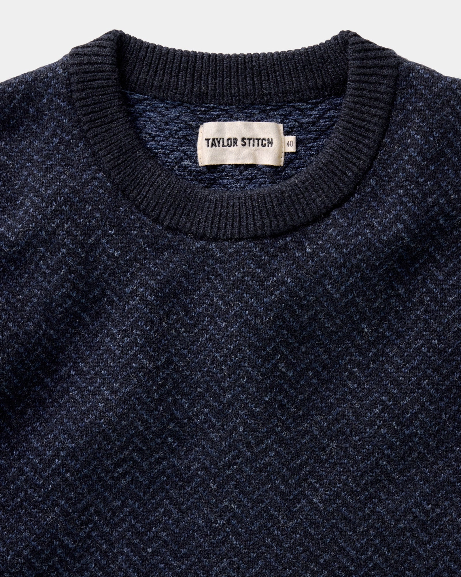 The Eddy Crew in Heather Marine Herringbone Cold-Weather Ready Chilly Day Layers
