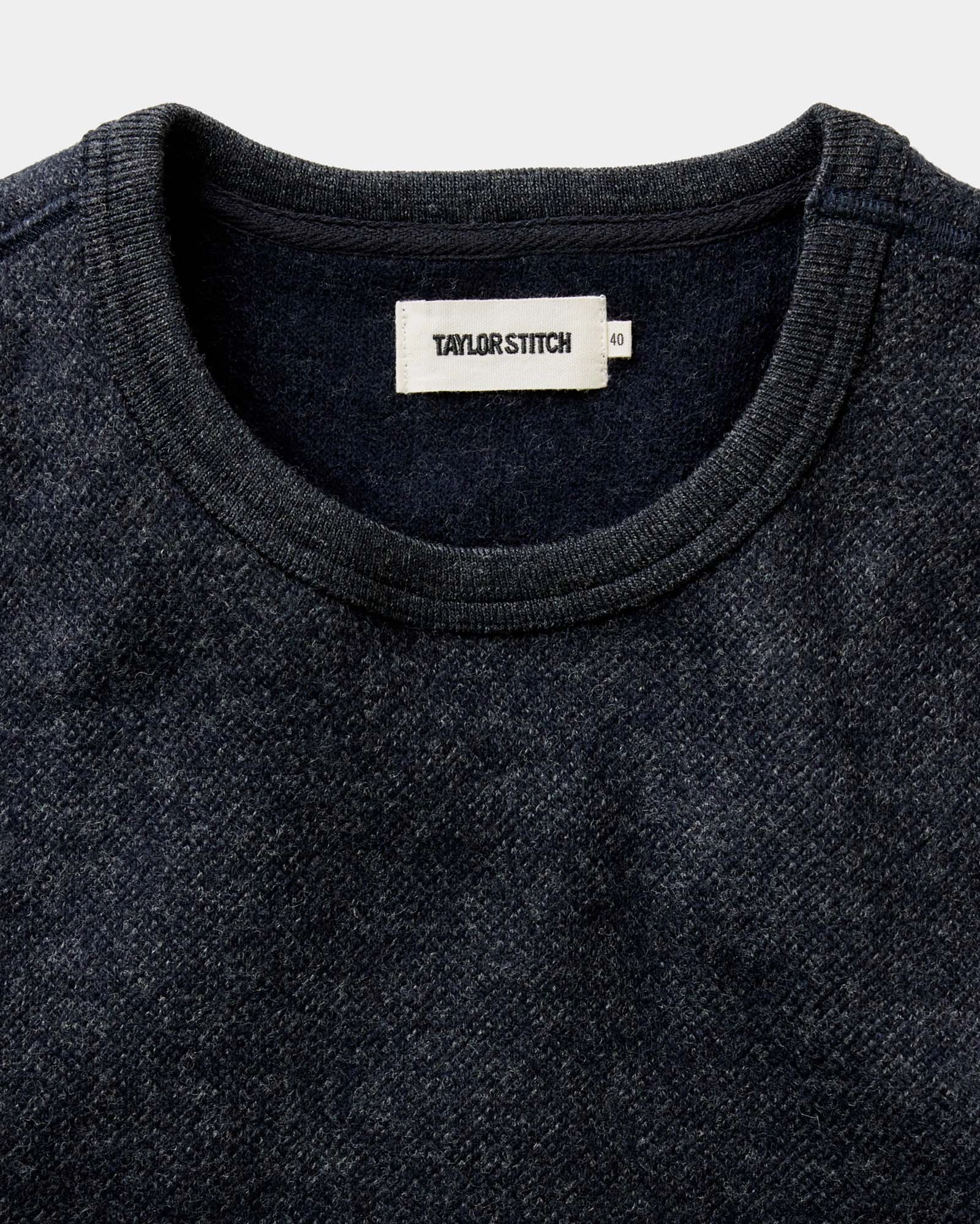 Casual Cozy Winter Apparel The Evans Crew in Navy Birdseye Wool