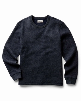 Odor Resistant Knitwear Casual Knit Layer The Evans Crew in Navy Birdseye Wool