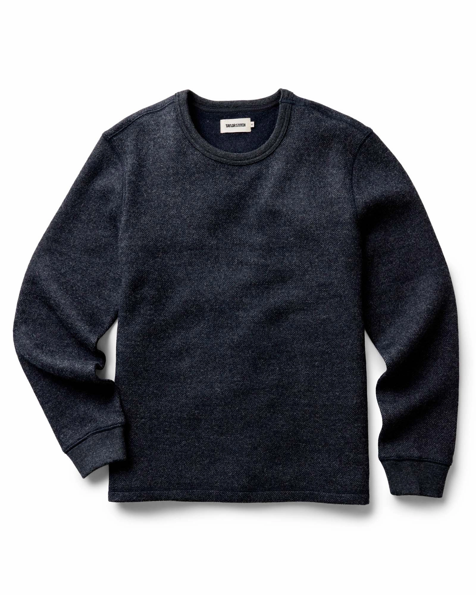 Odor Resistant Knitwear Casual Knit Layer The Evans Crew in Navy Birdseye Wool