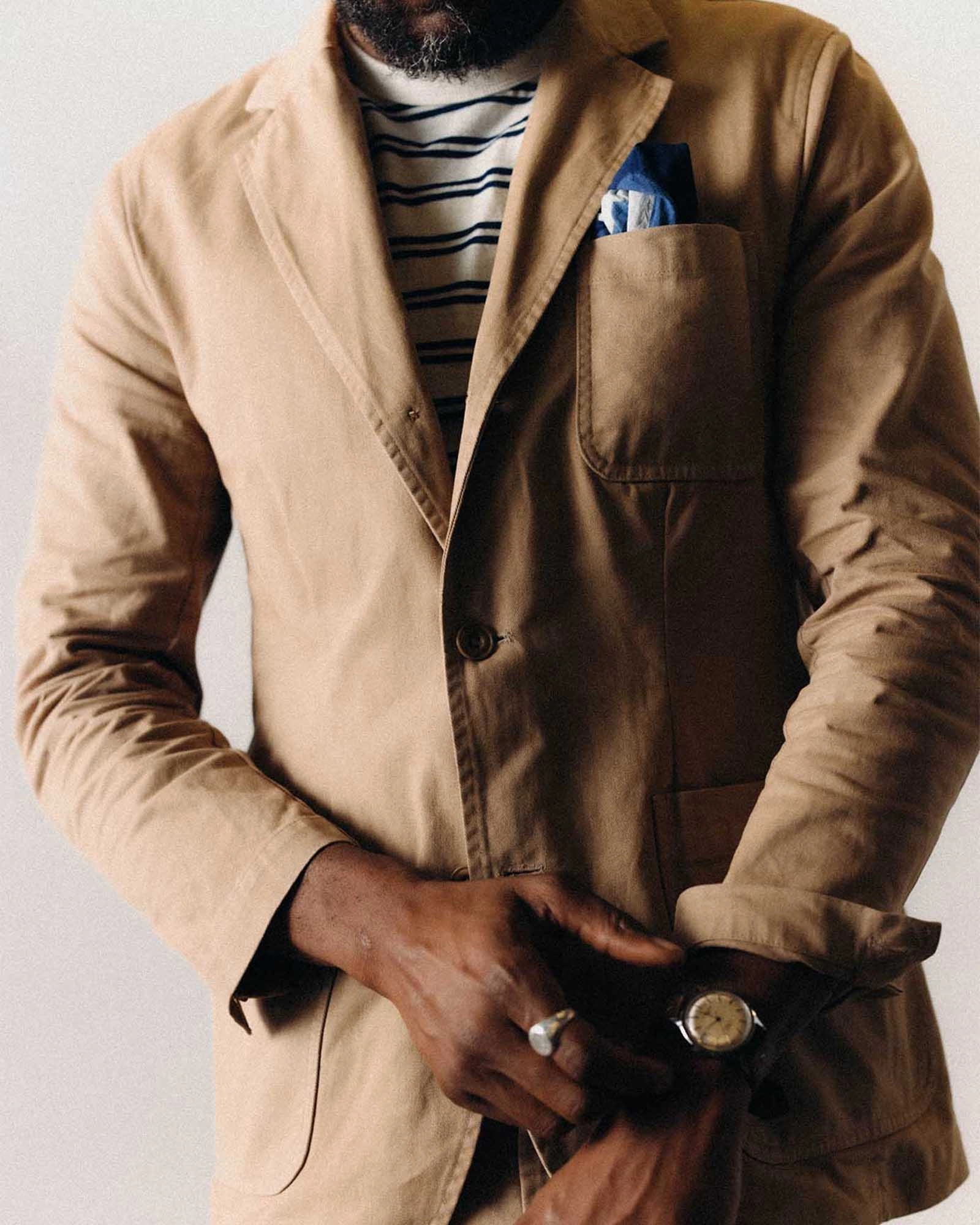 Wardrobe Flex Stretch Material The Foundation Sportcoat in Organic Khaki Twill