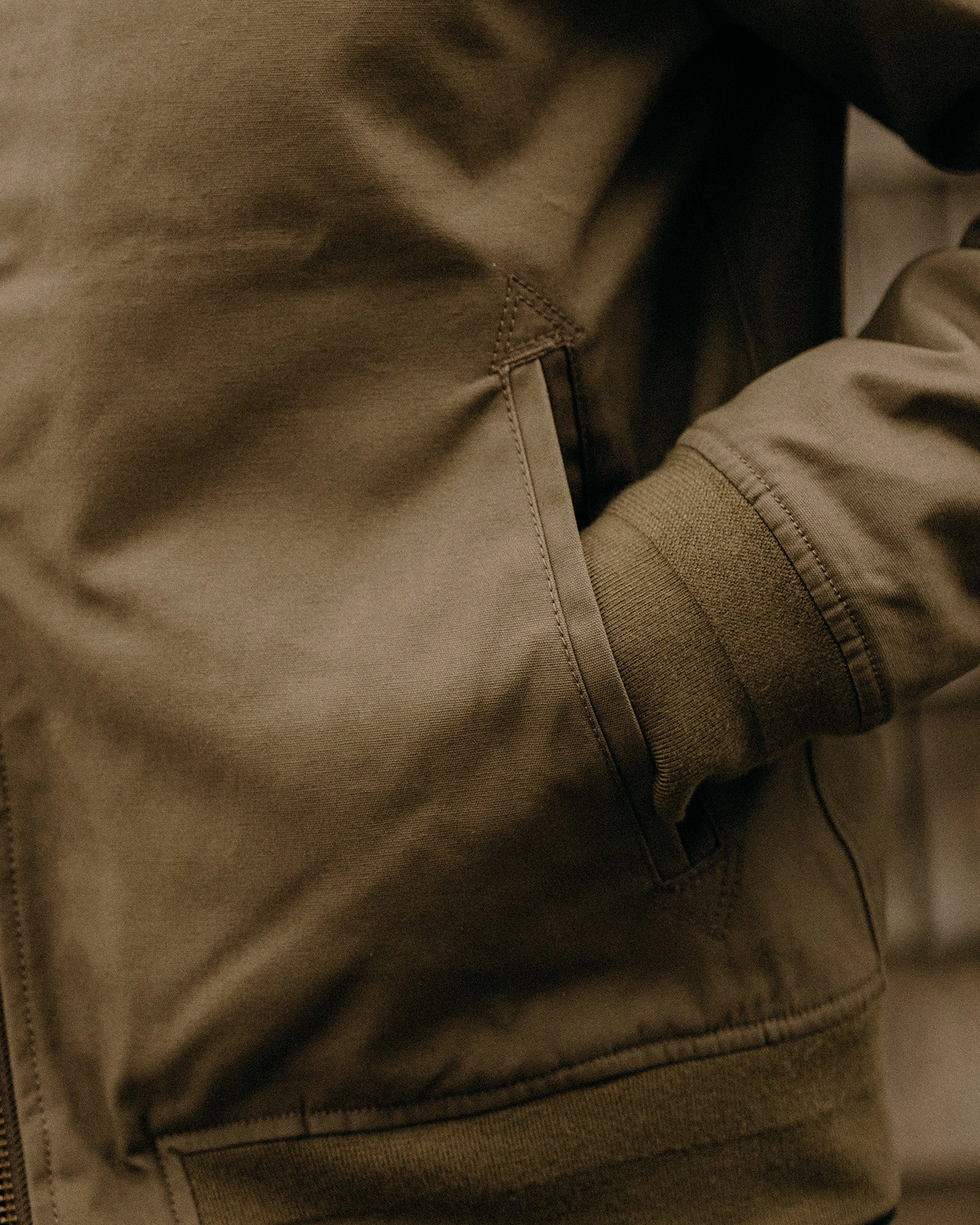 The Insulated Bomber Jacket in Fatigue Olive Dry Wax Illustrate