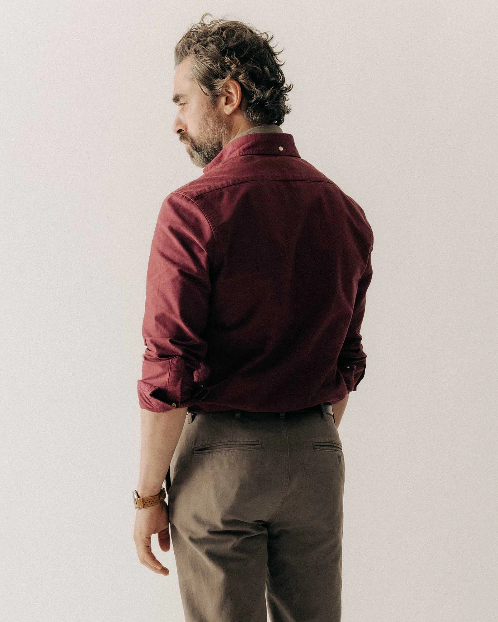 The Jack in Burgundy Oxford Contrast Stitch slim cut
