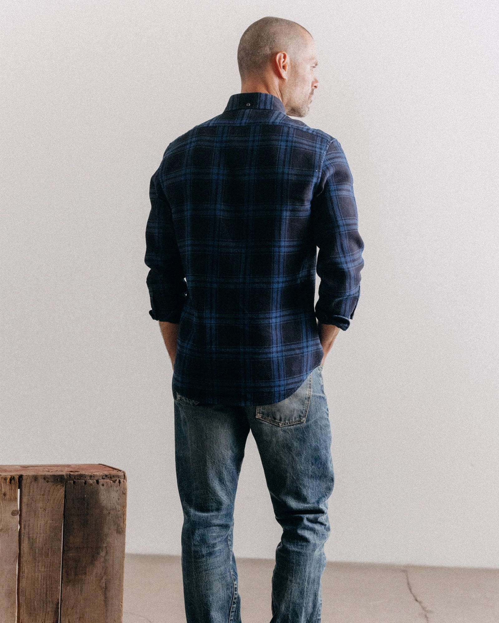 Beach Ready The Jack in Deep Indigo Plaid Waffle