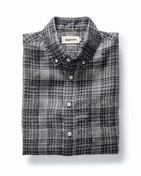 The Jack in Navy Plaid Linen Non Iron Material High-Quality Material