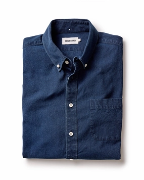 Reinforced Elbow Patches Geometric Pattern The Jack in Rinsed Indigo Oxford