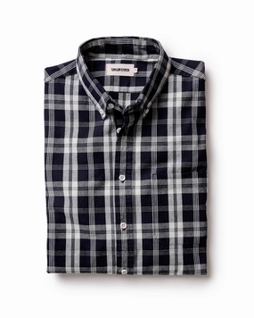 The Jack in Rinsed Indigo Plaid Oxford Premium Feel Waffle Weave