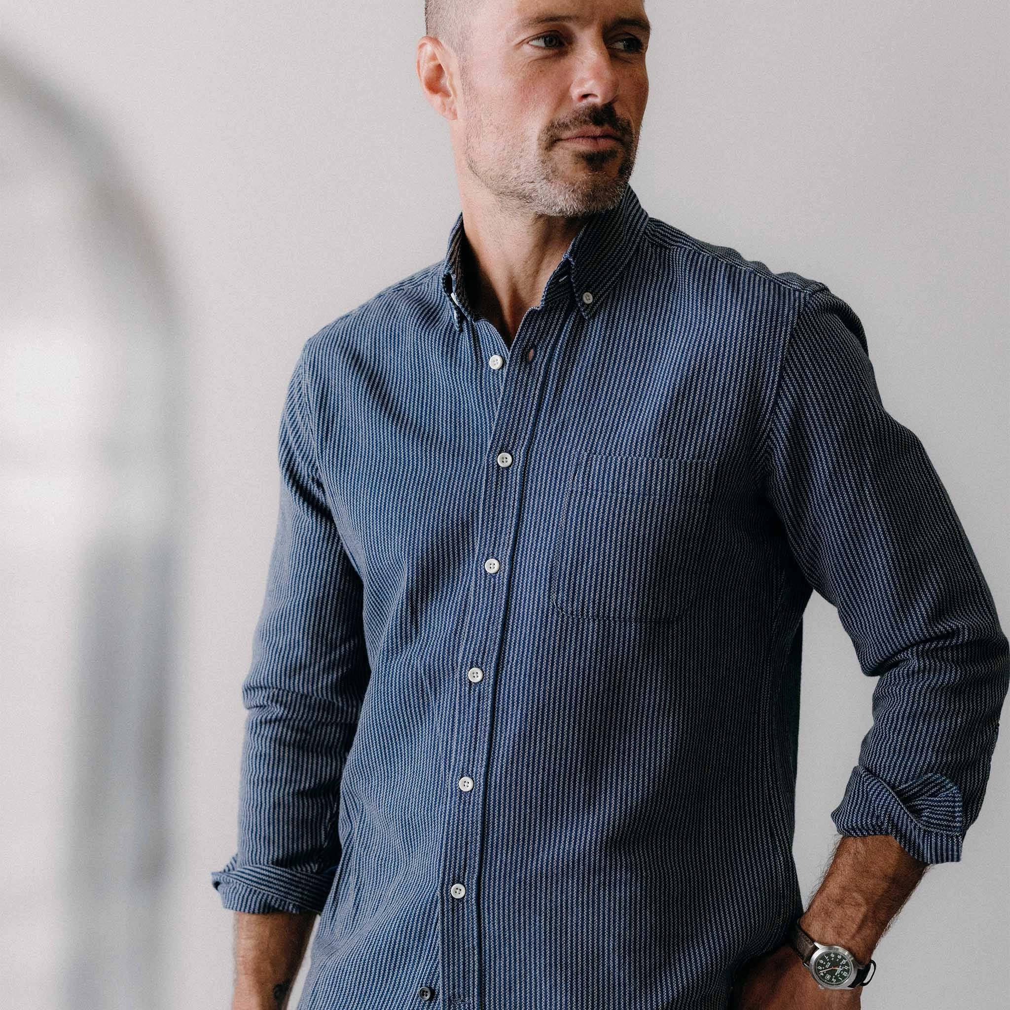 The Jack in Roped Indigo Chambray Fabric Weekend Outfit