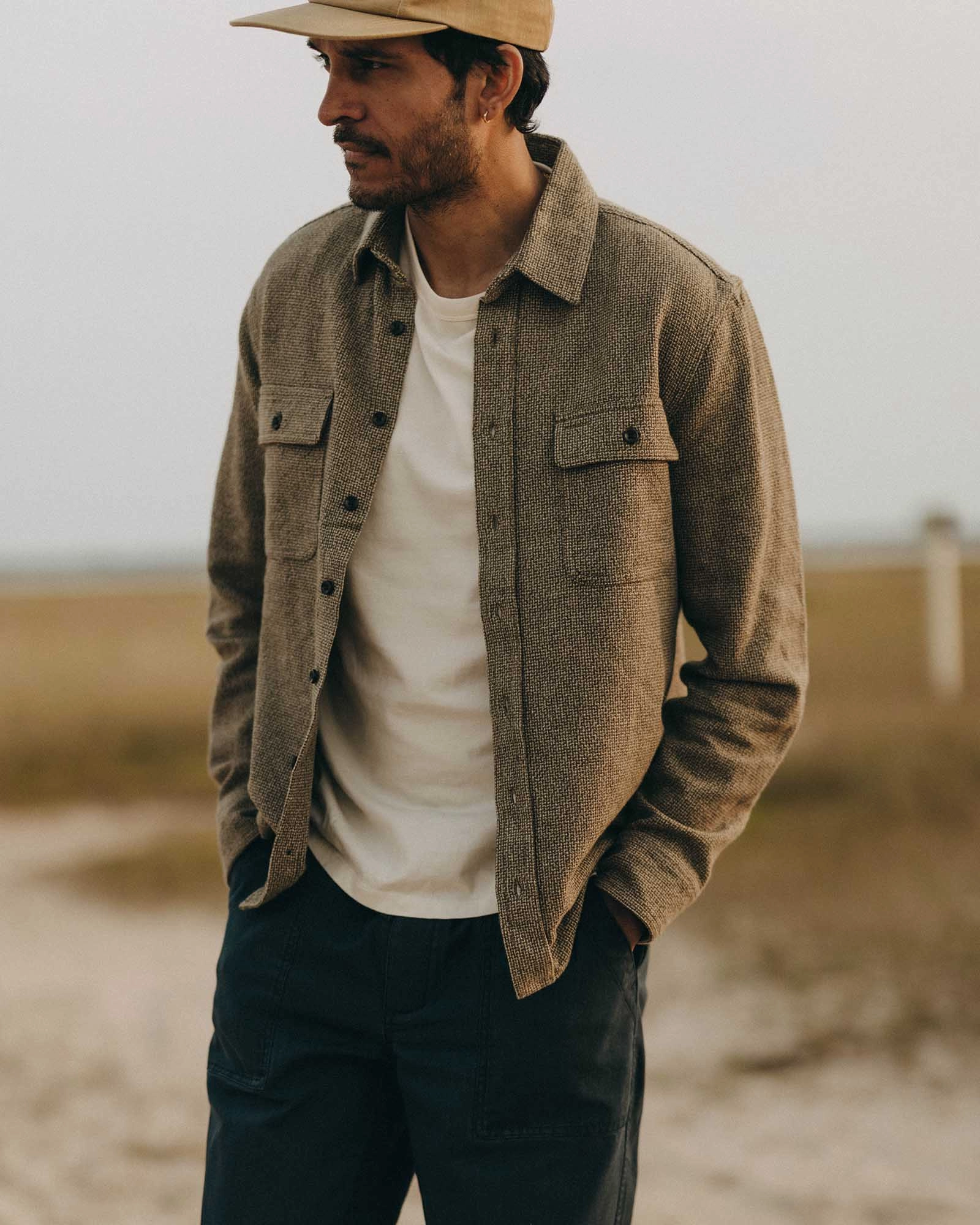 The Ledge Shirt in Army Linen Tweed Spring Trend Affordable Fashion