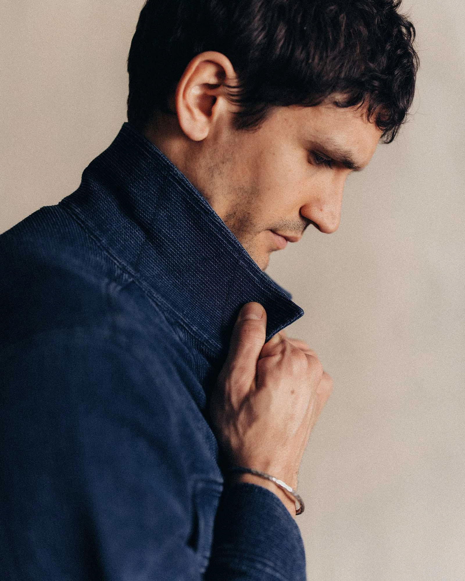 The Long Haul Jacket in Rinsed Indigo Waffle pilots