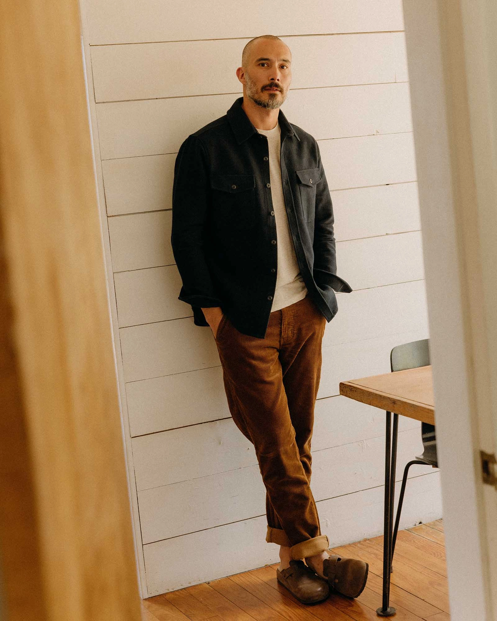 Workwear Approved Sophisticated Look The Maritime Shirt Jacket in Dark Navy Moleskin Twill