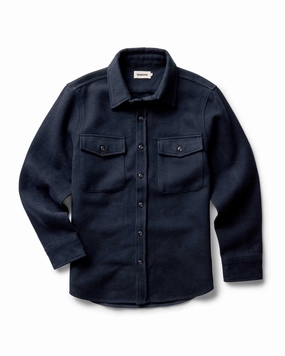 Flexible Shoulder Construction Boho chic The Maritime Shirt Jacket in Dark Navy Moleskin Twill
