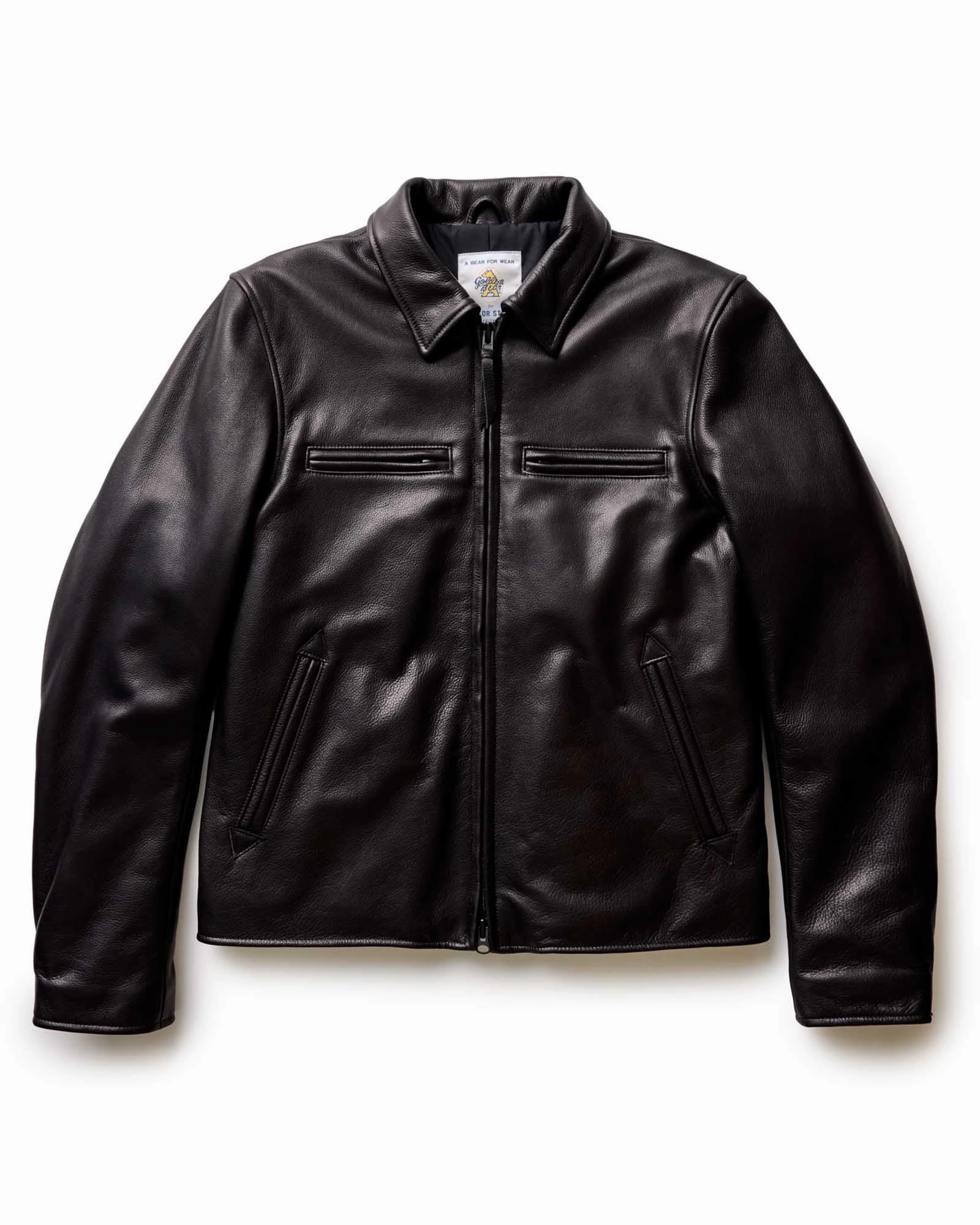 The Moto Jacket in Black Steerhide Perforated Underarm Vents suitable for business trips