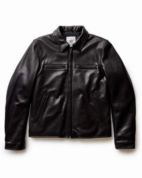 The Moto Jacket in Black Steerhide Perforated Underarm Vents suitable for business trips