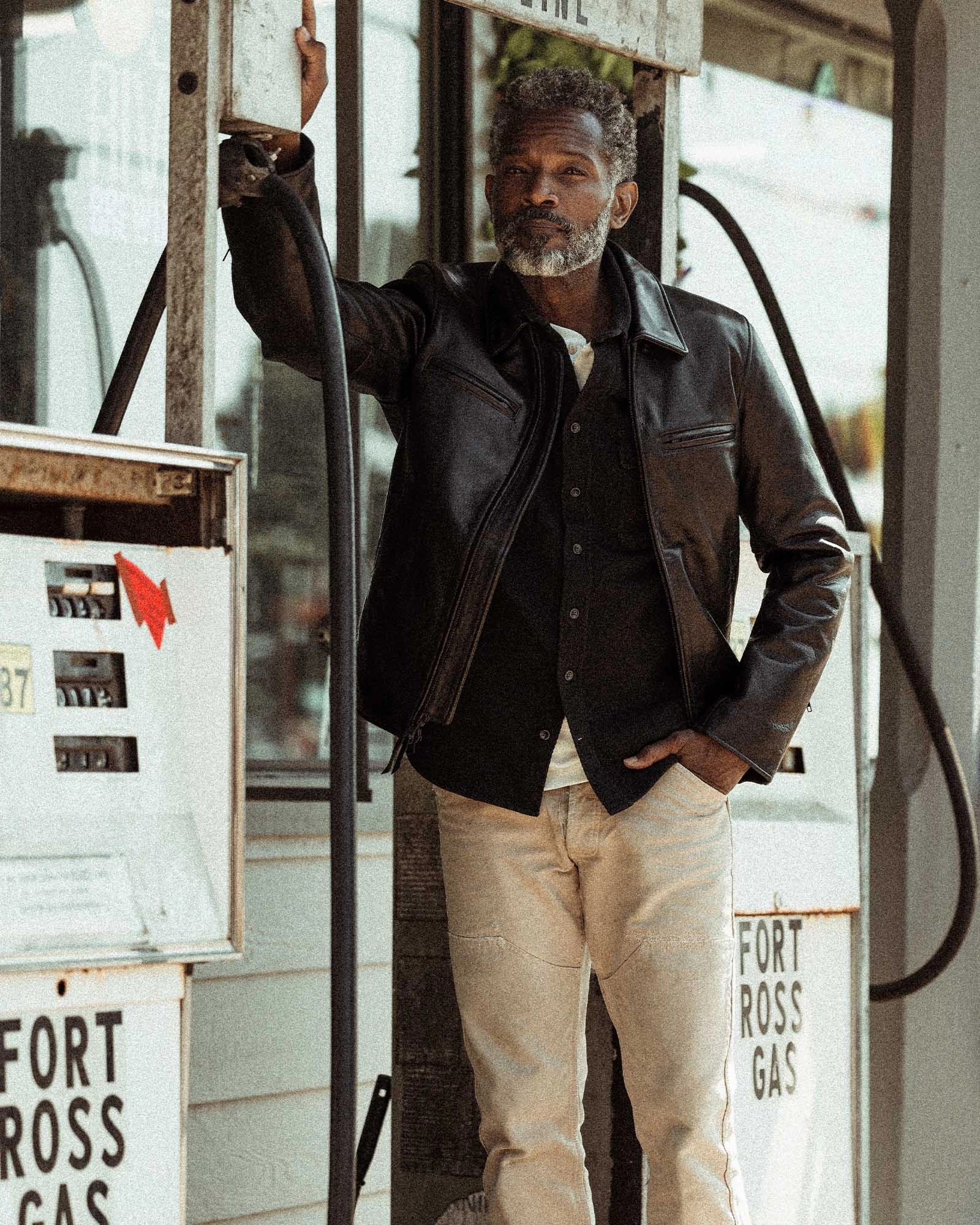 The Moto Jacket in Black Steerhide Rugged Look