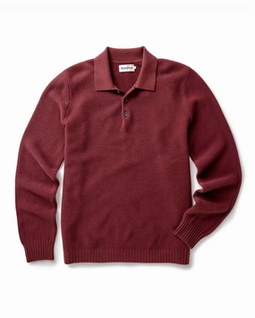 The Newton Sweater Polo in Dried Cherry Merino hypoallergenic