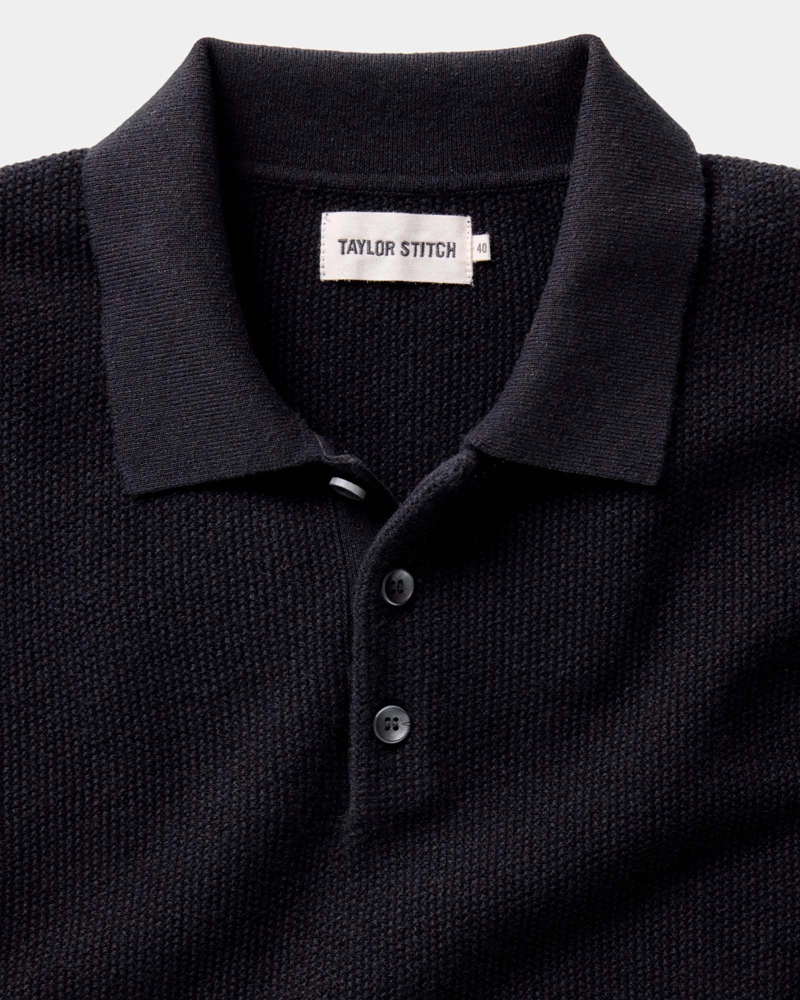 The Newton Sweater Polo in Midnight Merino elegant design Cozy Warm Layer