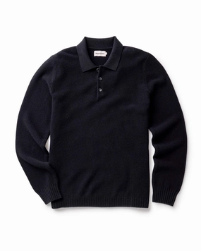 The Newton Sweater Polo in Midnight Merino Chilly Day Knitwear Reversible design