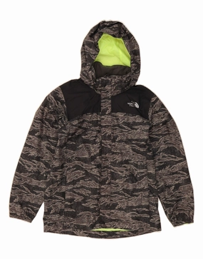 THE NORTH FACE Boys Abstract Pattern Rain Jacket 10-11 Years Medium Black Time