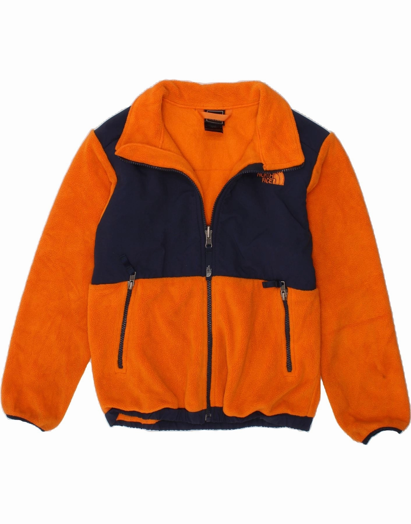 casual outing THE NORTH FACE Boys Fleece Jacket 7-8 Years Small  Orange Colourblock