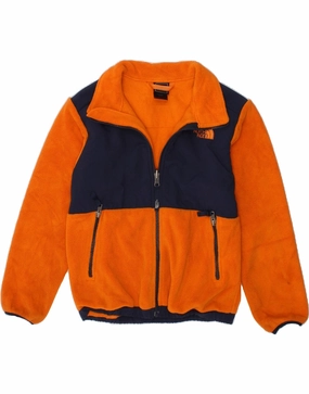 casual outing THE NORTH FACE Boys Fleece Jacket 7-8 Years Small  Orange Colourblock