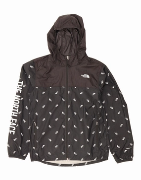Subtle Texture shearling THE NORTH FACE Boys Graphic Hooded Rain Jacket 11-12 Years Large Black