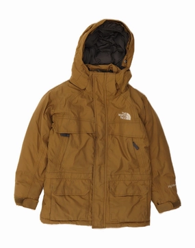 THE NORTH FACE Boys Hyvent Hooded Utility Jacket 7-8 Years Small  Brown men Hyperguard Water Resistance
