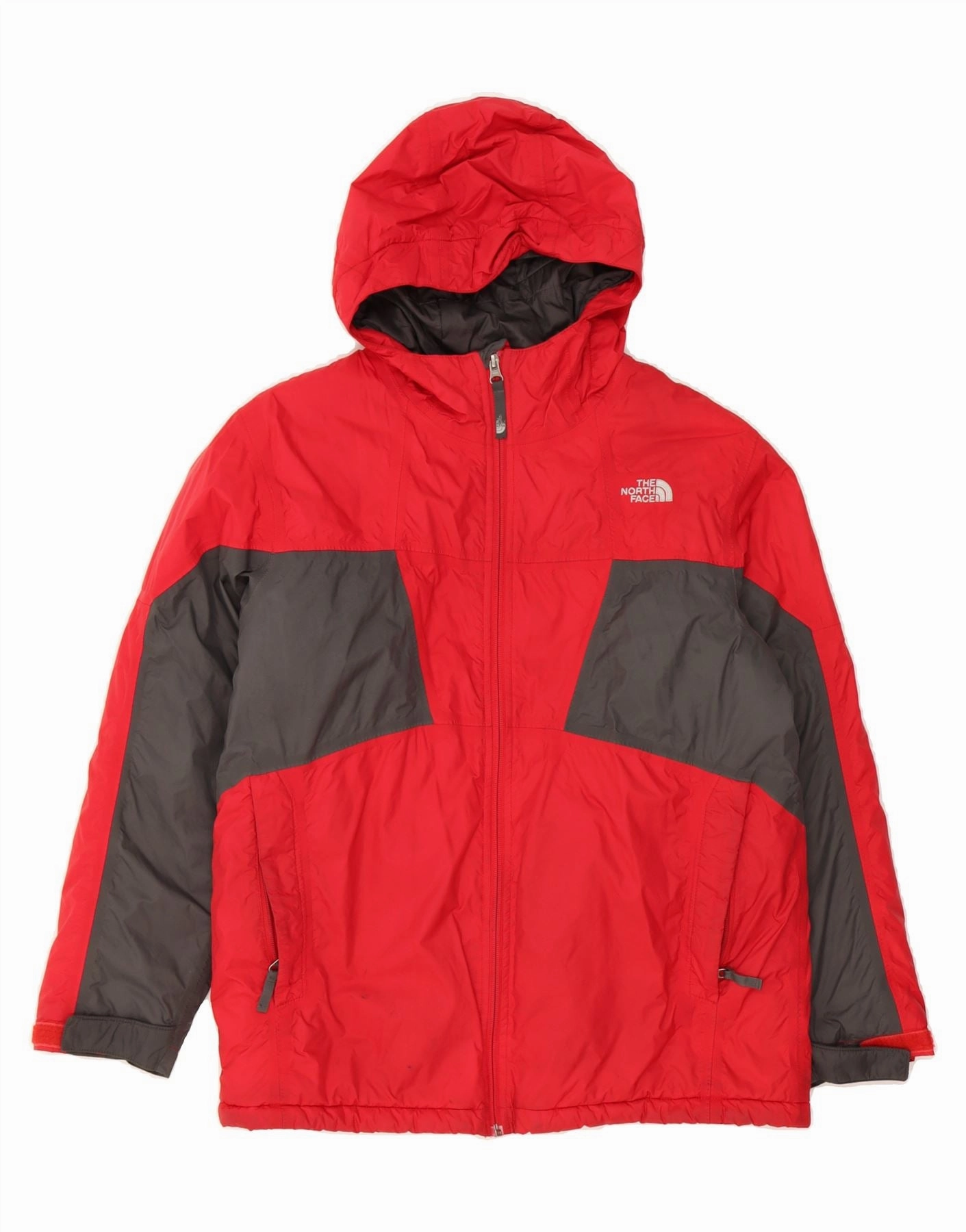 THE NORTH FACE Boys Hyvent Windbreaker Jacket 15-16 Years Red Colourblock Heavy Duty Zippers High-Tech Protection