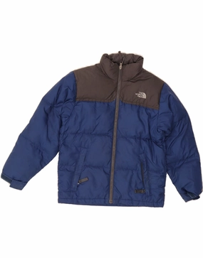 Thermal Lining THE NORTH FACE Boys Padded Jacket 9-10 Years Medium Blue Colourblock