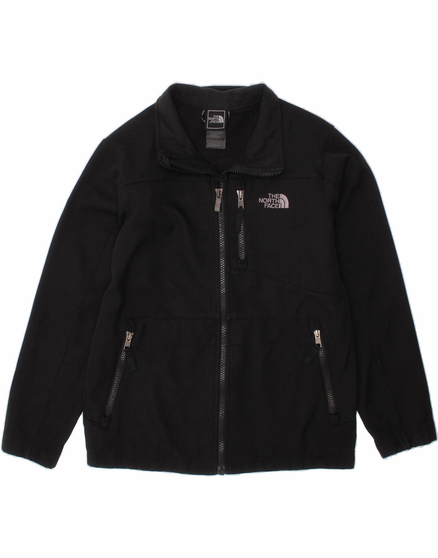 THE NORTH FACE Boys Windbreaker Jacket 10-11 Years Medium Black Polyester slim Adventure Comfort