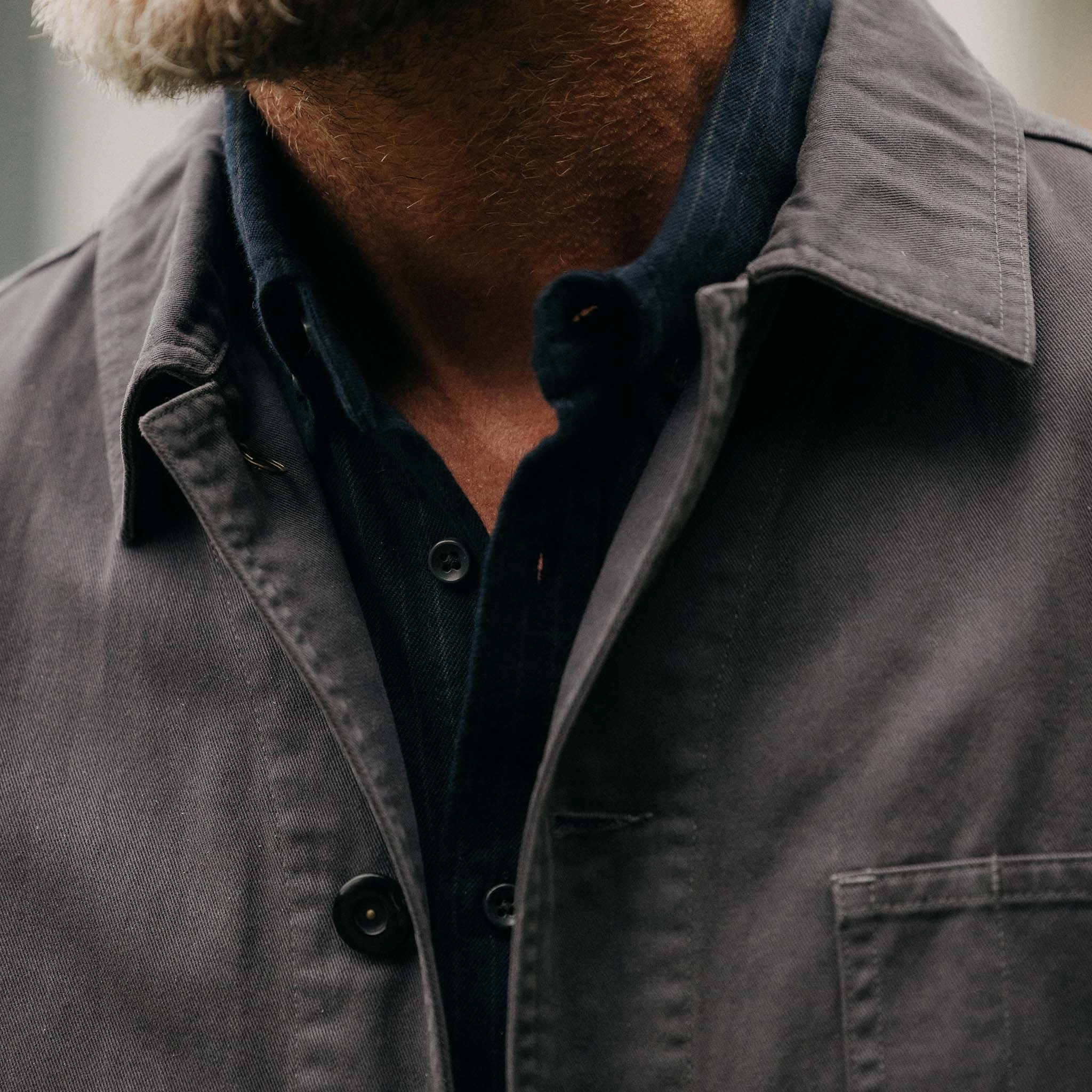 Cold Proof Ergonomic Pattern The Ojai Jacket in Organic Charcoal Foundation Twill