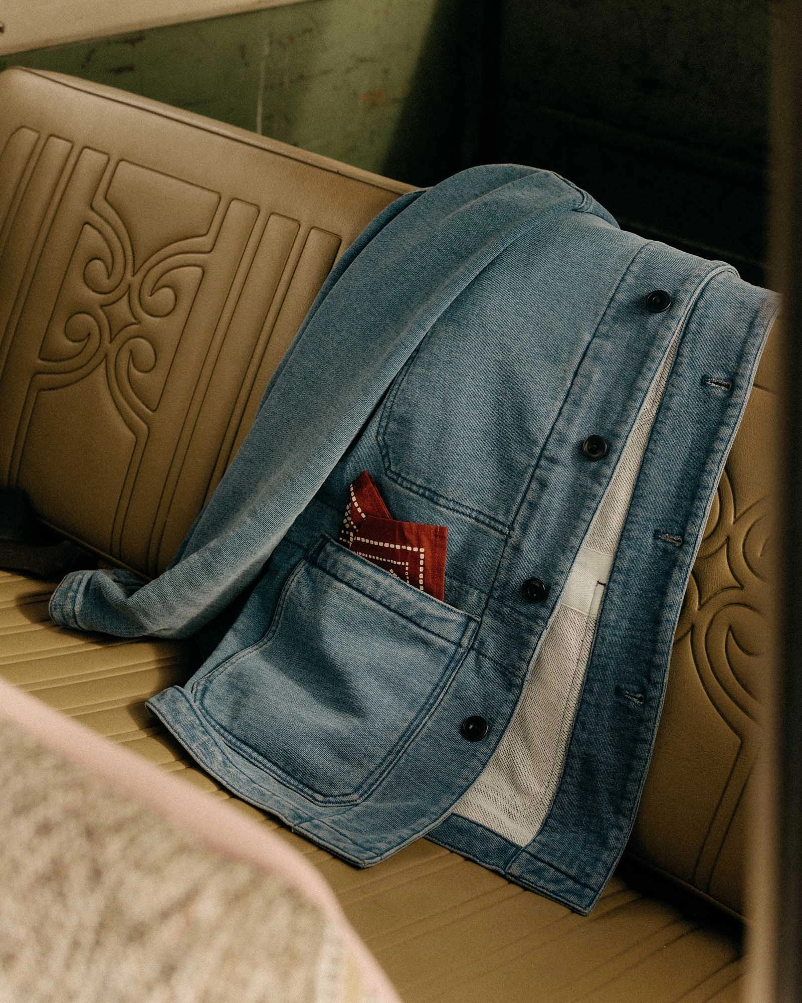 Antiperspirant Art The Primer Jacket in Washed Indigo Terry