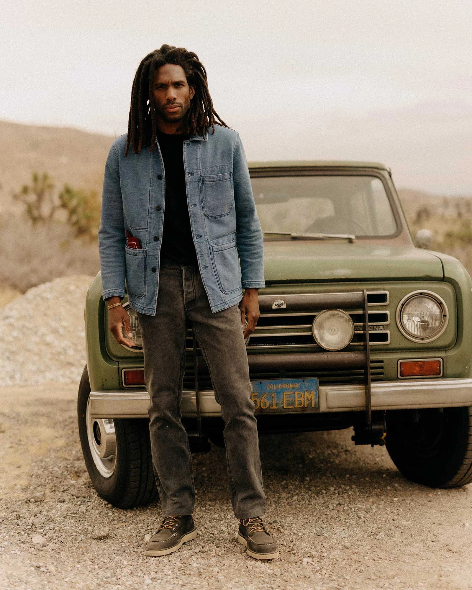 The Primer Jacket in Washed Indigo Terry Wind Protection