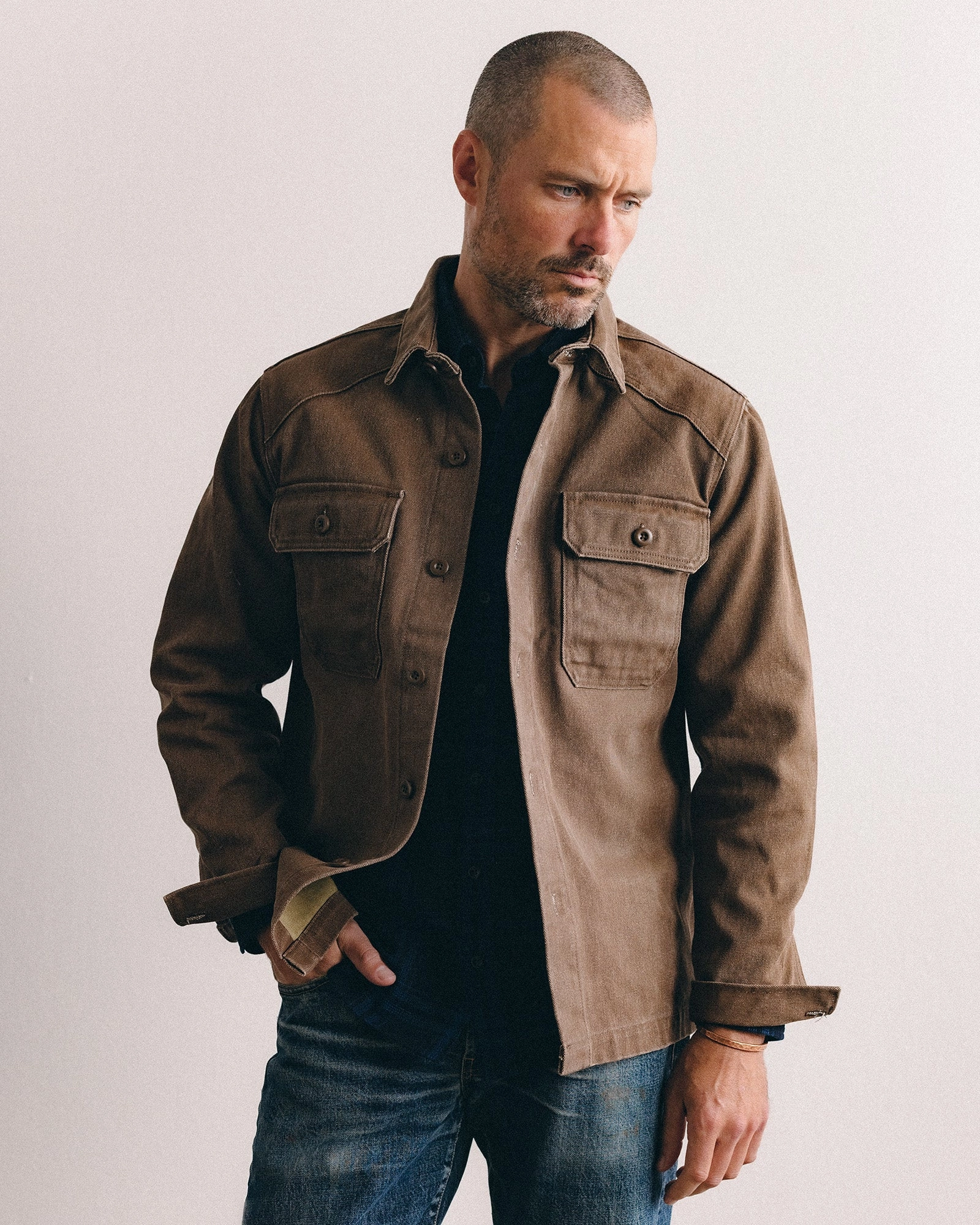 Abrasion Resistant Edges The Shop Shirt in Aged Penny Chipped Canvas