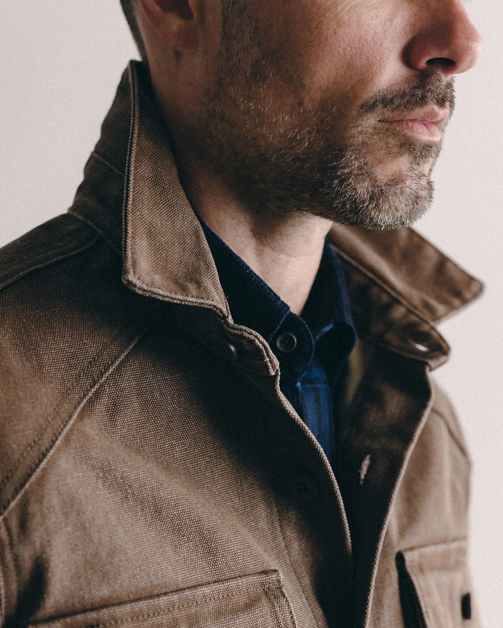 The Shop Shirt in Aged Penny Chipped Canvas Business Meeting Modern Look