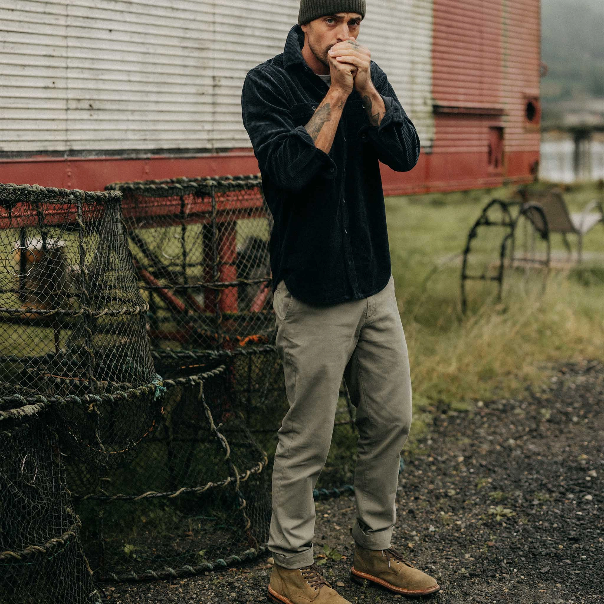 The Slim Foundation Pant in Organic Smoked Olive MachineWashableFabric Stylish Look