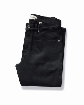The Slim Jean in Rigid Black Organic Selvedge HiddenDrawcord luxe feel