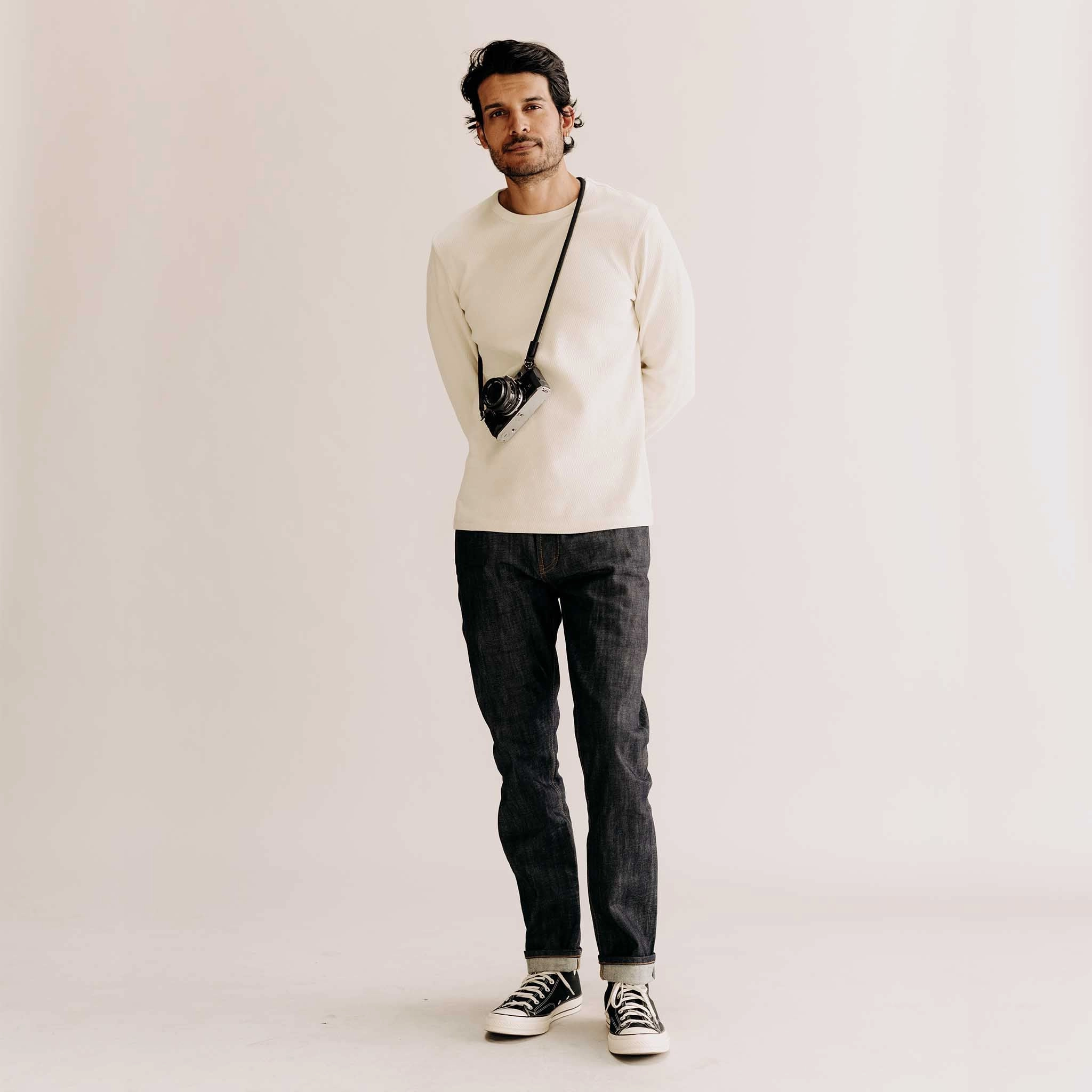 Solid shade Breathable Stretch Wear The Slim Jean in Rigid Organic Selvedge