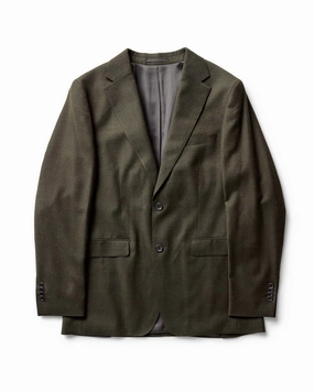 Indoor The Stevens Sportcoat in Black Olive Wool Flannel