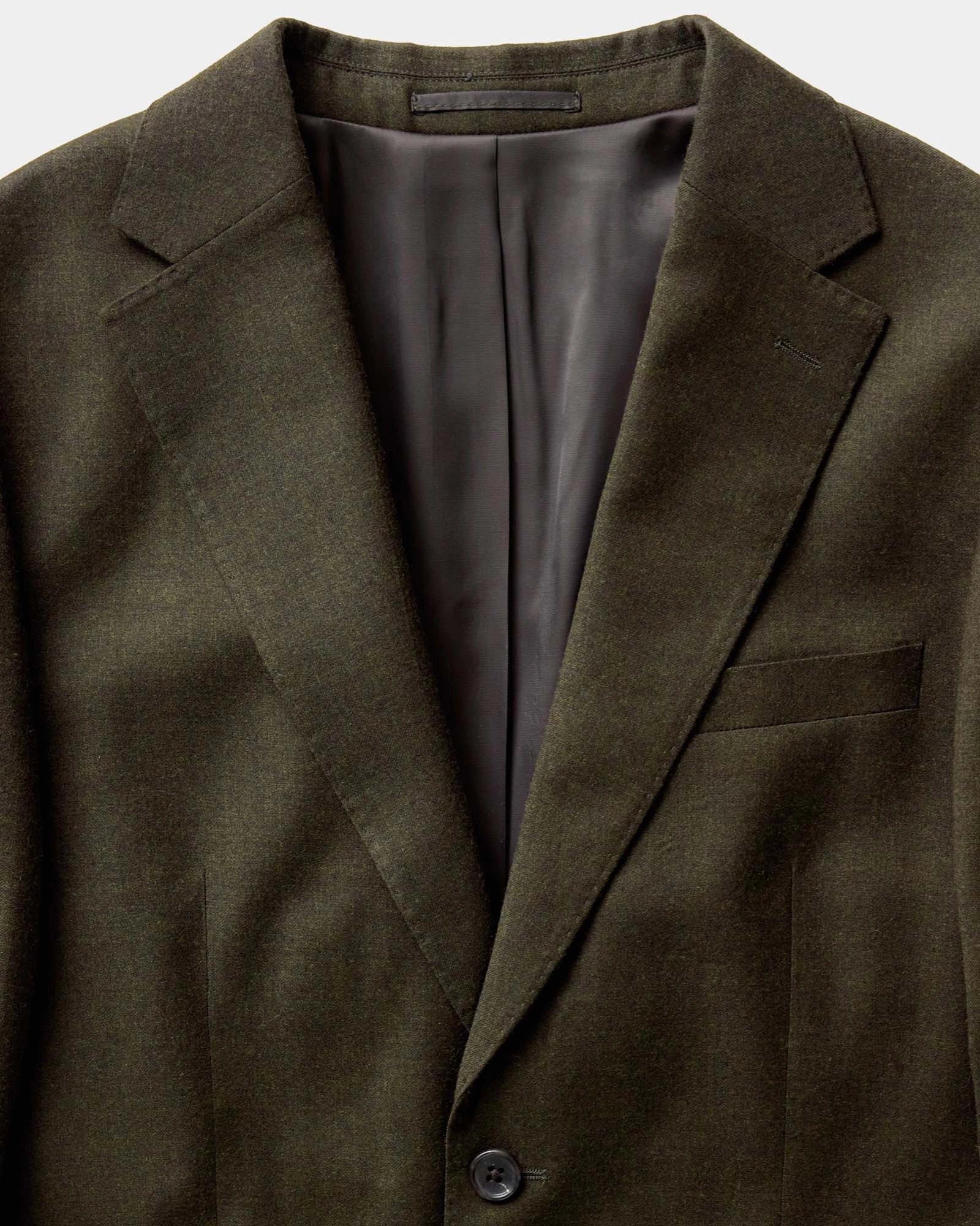 Low Profile The Stevens Sportcoat in Black Olive Wool Flannel