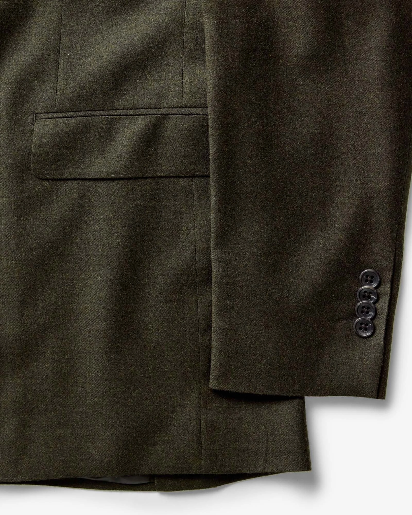 Ventilation Vents The Stevens Sportcoat in Black Olive Wool Flannel