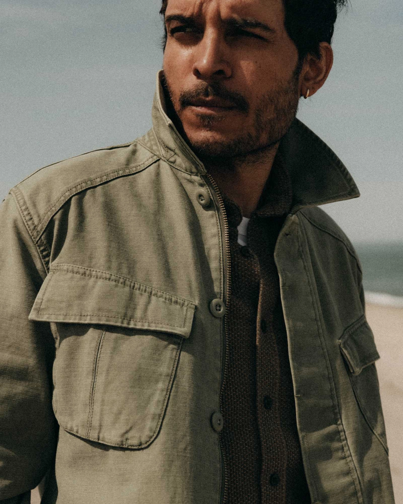 Hear Market The Surplus Jacket in Field Olive Reverse Sateen