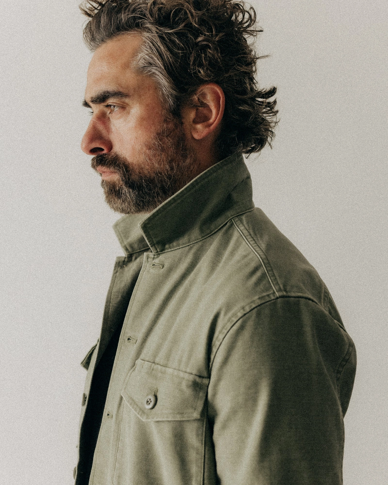The Surplus Shirt in Field Olive Reverse Sateen Budget Friendly Seasonal Trend