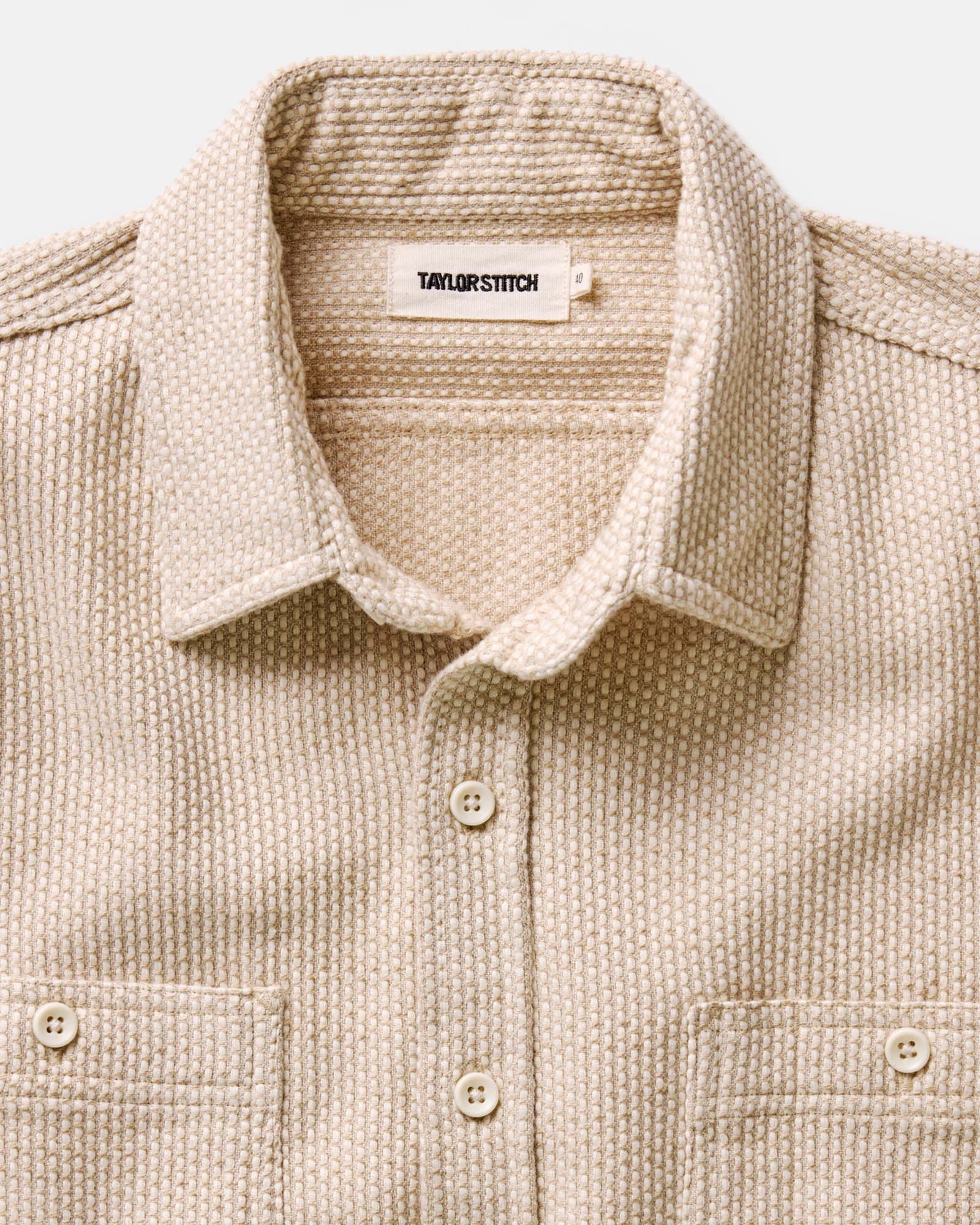 Lightweight texture The Utility Shirt in Natural Sashiko