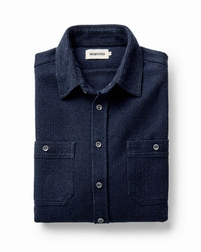 Stretch Fit Technology The Utility Shirt in Rinsed Indigo Sashiko