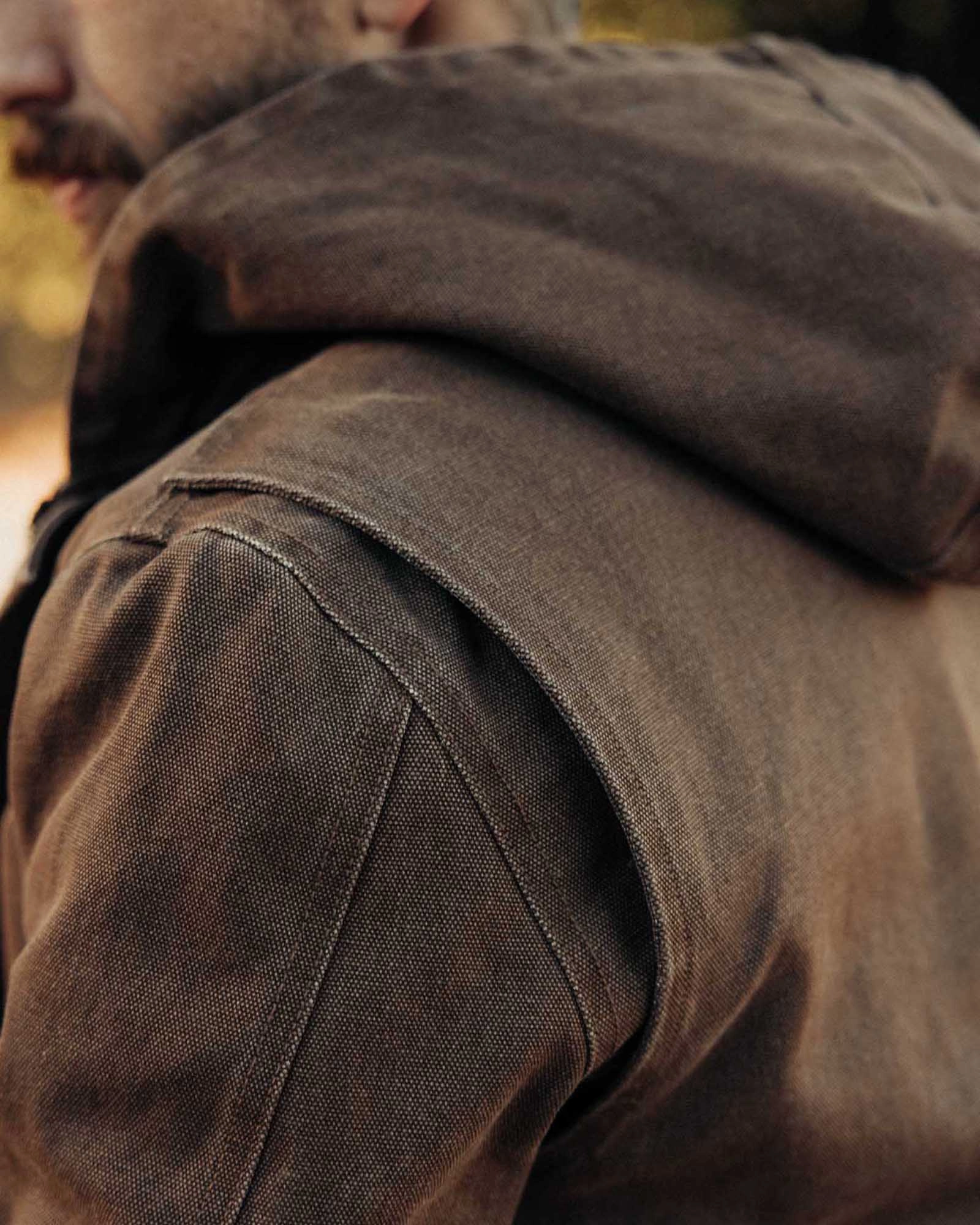 The Workhorse Hoodie in Aged Penny Chipped Canvas Cologne Work Comfort