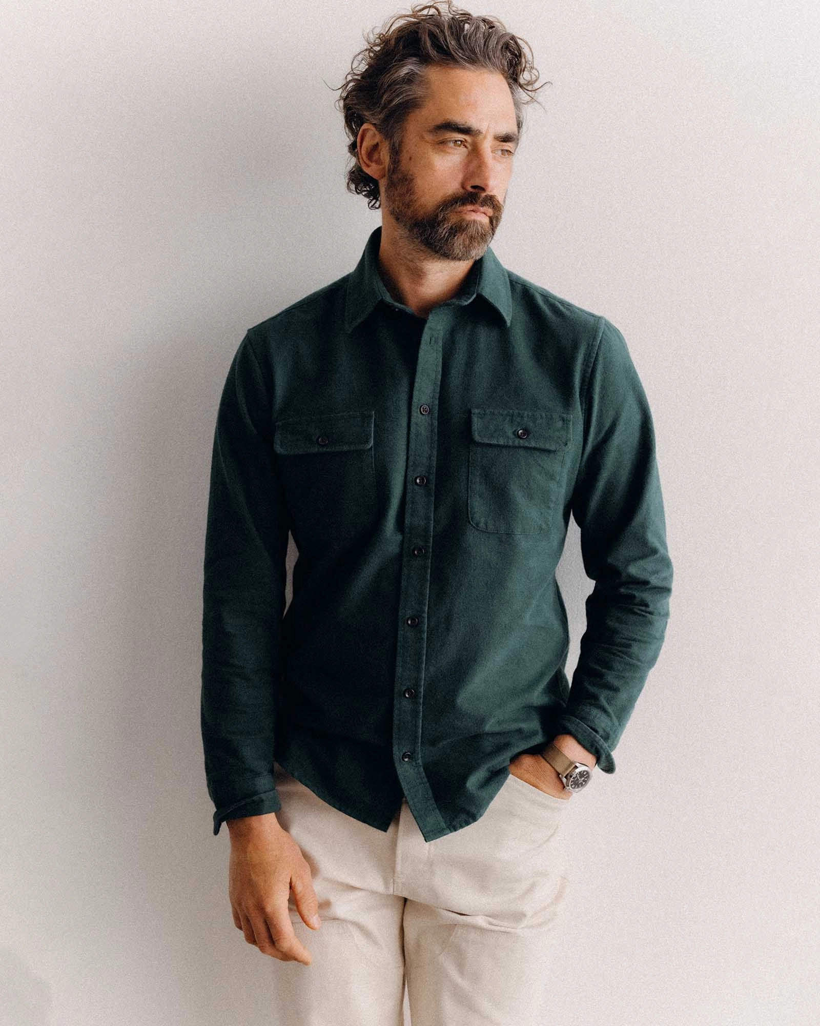 Striped style The Yosemite Shirt in Dark Forest